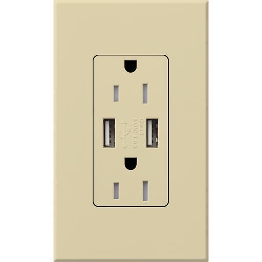 Lutron Architectural 15A Receptacle USB Tamper-Resistant Ivory (NTR-15-UBTR-IV)