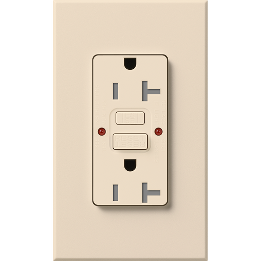 Lutron Architectural 20A Receptacle Self-Testing GFCI Light Almond (NTR-20-GFST-LA)