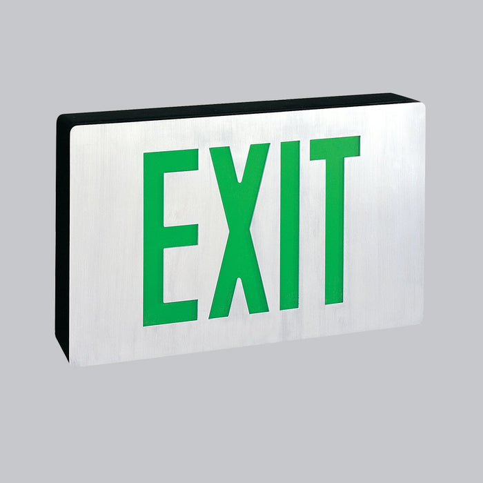 Nora Die-Cast LED Exit Sign With Battery Backup Double-Faced Aluminum With Green Letters In Black Housing (NX-606-LED/G/2F)