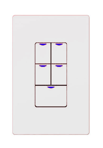 NX Lighting Controls Digital Smart Switch Wireless 5-Button 120/277VAC White (NXSW2-W5-WH)