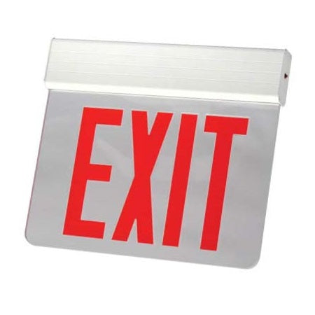 Best Lighting Products Edgelit Aluminum Exit Sign Single Face Red Letters Clear Panel Aluminum Housing Battery Backup No Self-Diagnostics Dual 120/277V (NYELXTEU1RCAEM)