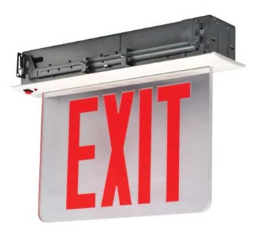 Best Lighting Products Edgelit Aluminum Exit Sign Single Face Red Letters White Panel Black Housing Color Battery Backup Wall Mount No Self-Diagnostics Dual 120/277V (NYRELZXTE1RWBEM-WM)