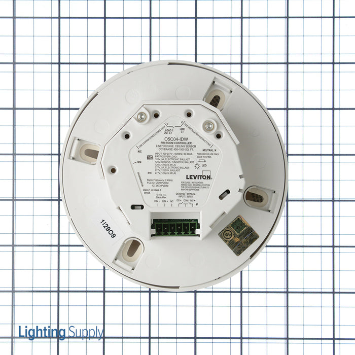 Leviton Indoor Line Voltage Low Profile 1 Zone Ceiling Mount PIR 450-1500 Square Foot Room Controller With Passive Infrared occupancy (O5C04-IDW)