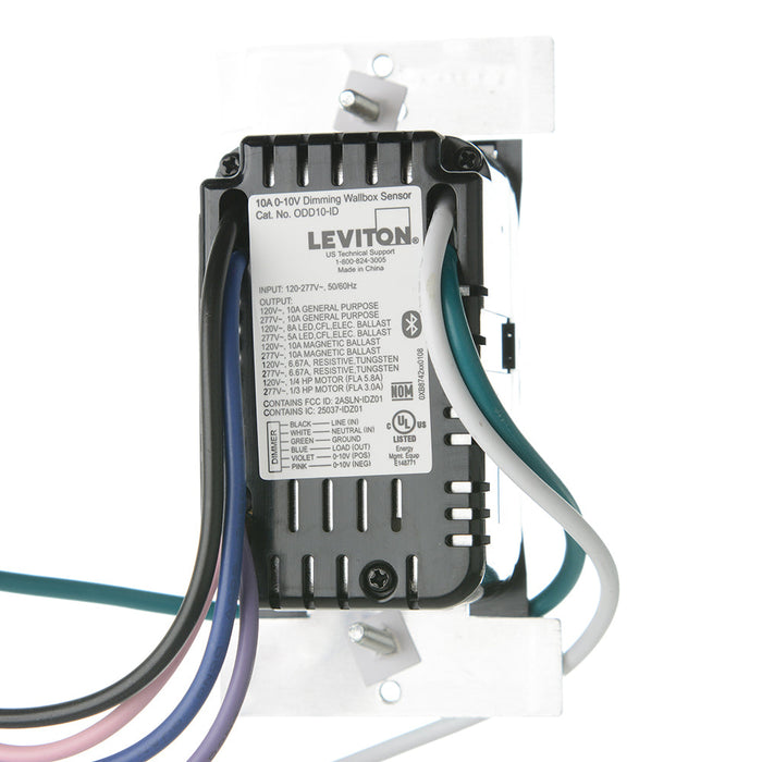 Leviton Smart Sensor PIR 0-10V Dimming Wall Box Occupancy/Vacancy Sensor App Configurable 120-277VAC Commercial Grade White (ODD10-IDW)