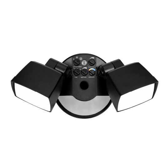 NICOR LED Outdoor Security Flood Light Wattage/CCT Selectable 16W/25W 3000K/4000K/5000K 120V 80 CRI PIR Sensor And Night Light Black (OLS125S120S8BKS)