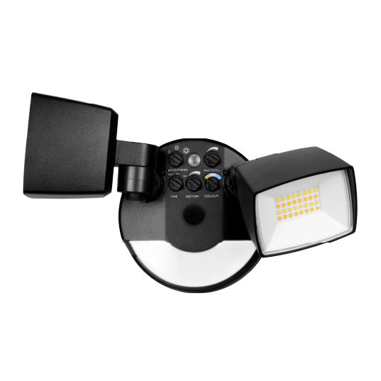 NICOR LED Outdoor Security Flood Light Wattage/CCT Selectable 16W/25W 3000K/4000K/5000K 120V 80 CRI PIR Sensor And Night Light Black (OLS125S120S8BKS)