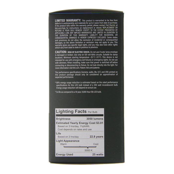 Feit Electric A21 3050Lm 5000K Non-Dimmable LED (OM200/850/LED)