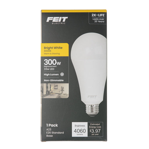 Feit Electric A23 High Lumen Performance LED 33W 4060Lm 3000K 300W Equivalent Bulb (OM300/830/LED)