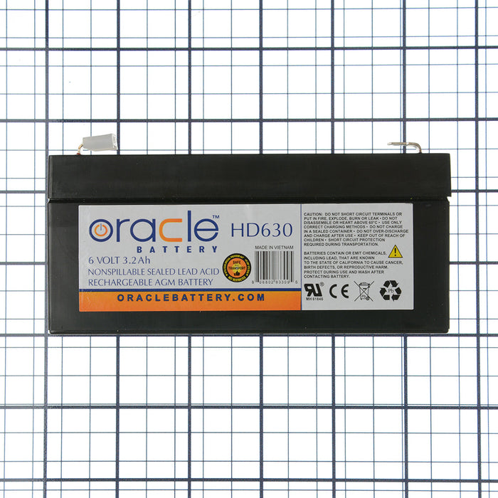 Oracle 6V 3Ah Sealed Lead Acid AGM Battery Heavy Duty Multi-Purpose Series (HD630)