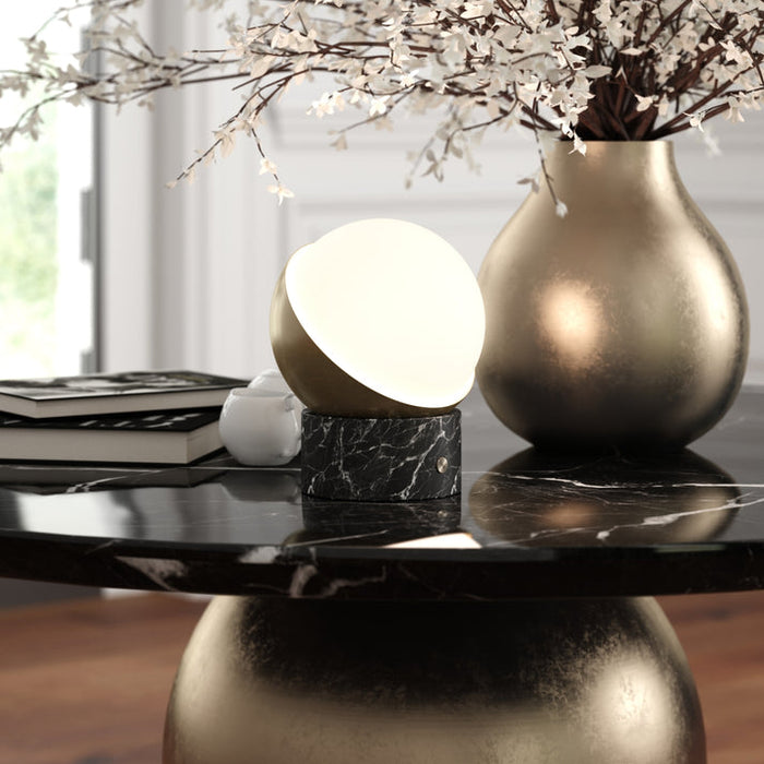 Bulbrite ORB/TL/BM/BB Cordless Indoor Table Lamp Orb 6.5W 3.7V 300Lm 2700K 92 CRI Black Marble/Brushed Brass (K70701)