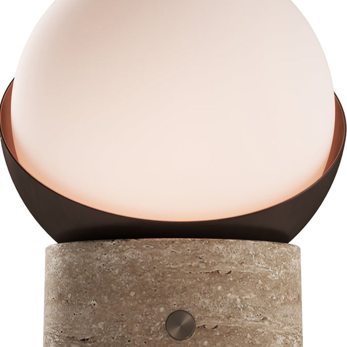 Bulbrite ORB/TL/TR/CB Cordless Indoor Table Lamp Orb 6.5W 3.7V 300Lm 2700K 92 CRI Travertine/Chocolate Bronze (K70700)