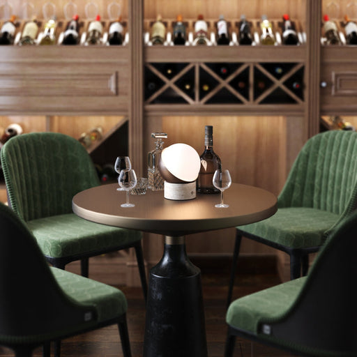 Bulbrite ORB/TL/TR/CB Cordless Indoor Table Lamp Orb 6.5W 3.7V 300Lm 2700K 92 CRI Travertine/Chocolate Bronze (K70700)