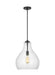 Generation Lighting Sean Lavin Zola 1-Light Pendant In Midnight Black Finish With Clear Glass Shade (P1483MBK)