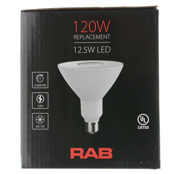 RAB PAR38 12.5W 120W Equivalent 1200Lm E26 Base 80 CRI 5000K Dimmable 40 Degree Beam (PAR38-12.5-850-40D-DIM)