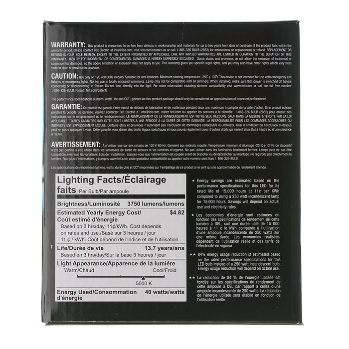 Feit Electric 40W [250W Equivalent] Daylight 5000K E26 Base Dimmable PAR38 Reflector High Output LED Bulb (PAR38DM/3750/5K/LED)