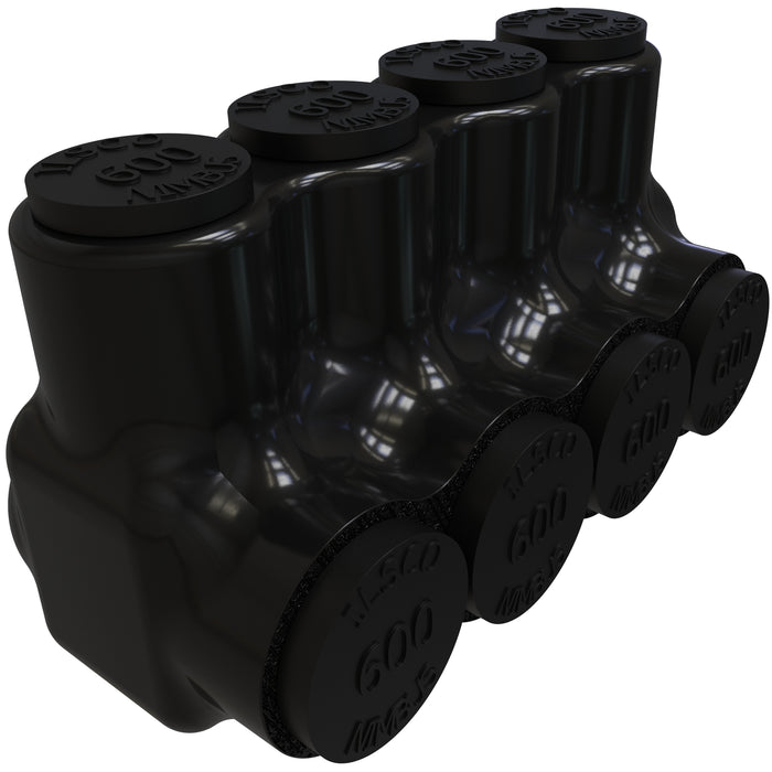 ILSCO Nimbus Insulated Aluminum Multi-Tap Connector Conductor Range 600-4 4 Ports Single Sided Entry Tin Plated UL CSA SR (PBTS-4-600-SR)