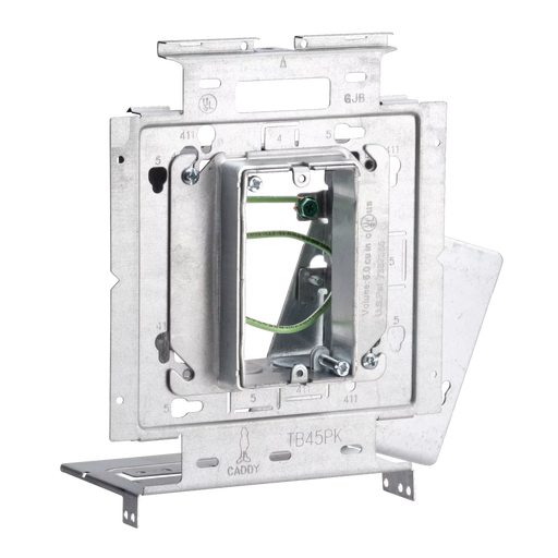 Caddy Box Mounting Plate With Far Side Support On Stud Assembly OBB4 Adjustable Single Gang Mud Ring (PKX4V1)