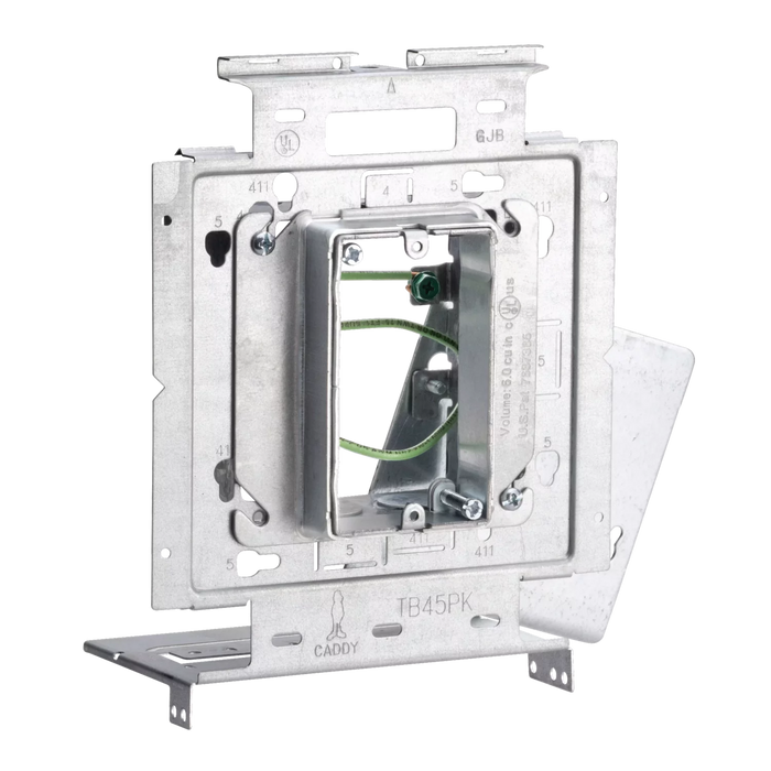 Caddy Box Mounting Plate With Far Side Support On Stud Assembly OBB4 Adjustable Single Gang Mud Ring (PKX4V1)
