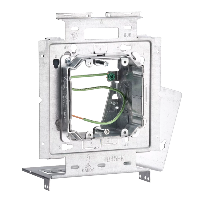 Caddy Box Mounting Plate With Far Side Support On Stud Assembly OBB4 Adjustable Double Gang Mud Ring (PKX4V2)