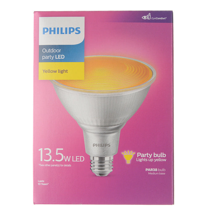 Philips 13.5PAR38/PER/YELLOW/G/E26/ND/ULW 3/1PF 568279 13.5W LED Party Spot PAR38 Lamp Yellow E26 Base Non-Dimmable (929001306633)