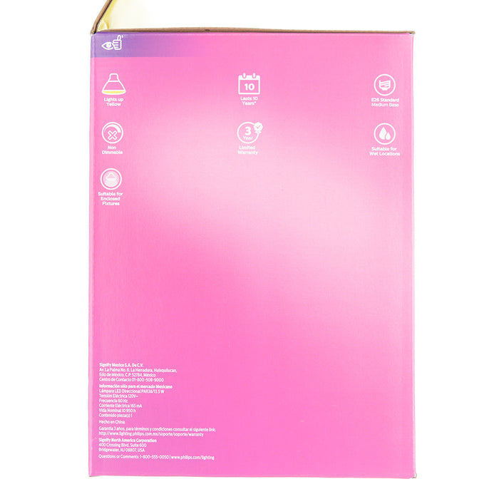 Philips 13.5PAR38/PER/YELLOW/G/E26/ND/ULW 3/1PF 568279 13.5W LED Party Spot PAR38 Lamp Yellow E26 Base Non-Dimmable (929001306633)