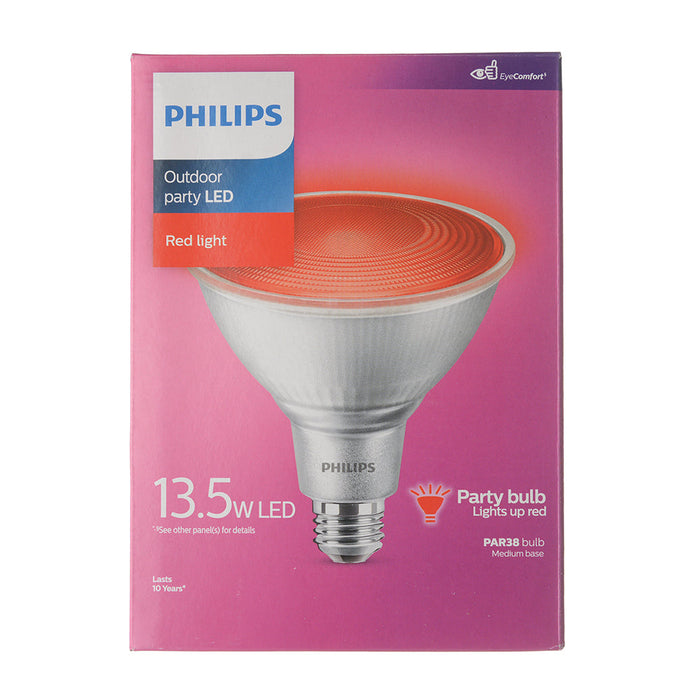 Philips 13.5PAR38/PER/RED/G/E26/ND/ULW 3/1PF 568295 13.5W LED Party Spot PAR38 Lamp Red E26 Base Non-Dimmable (929001306863)