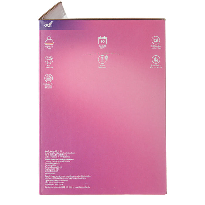 Philips 13.5PAR38/PER/RED/G/E26/ND/ULW 3/1PF 568295 13.5W LED Party Spot PAR38 Lamp Red E26 Base Non-Dimmable (929001306863)