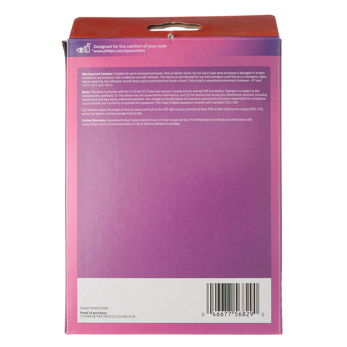 Philips 13.5PAR38/PER/RED/G/E26/ND/ULW 3/1PF 568295 13.5W LED Party Spot PAR38 Lamp Red E26 Base Non-Dimmable (929001306863)