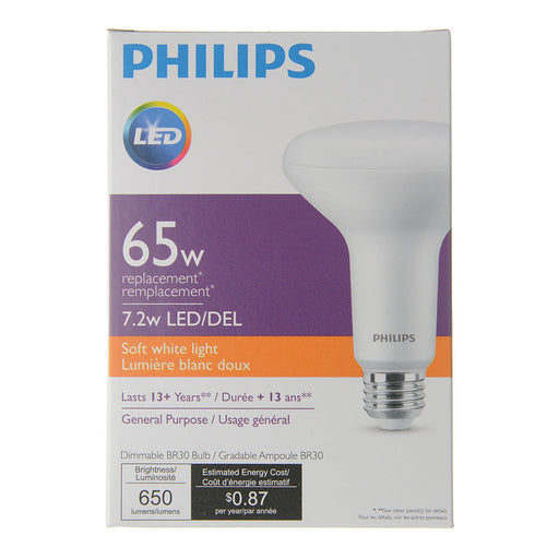 Philips 553891 7.2W BR30 2700K 90 CRI Dimmable E26 Base Bulb Frosted (#929002092304)