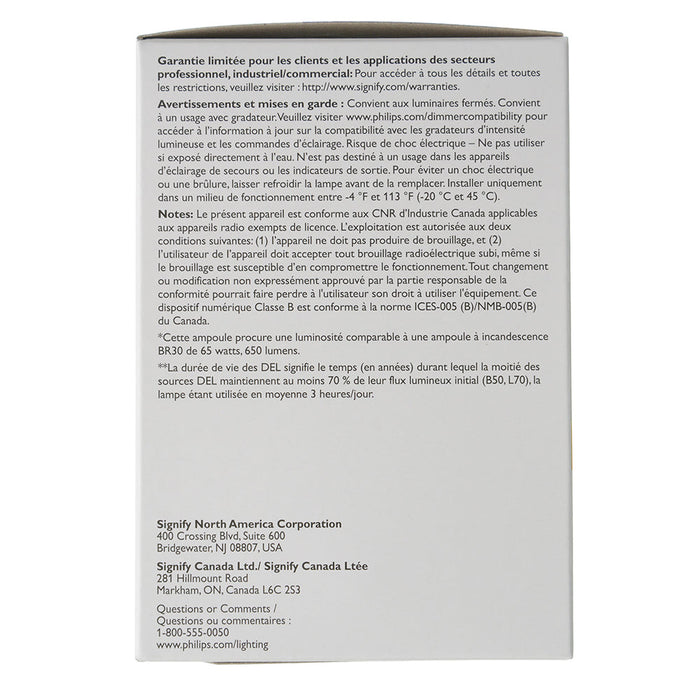 Philips 553891 7.2W BR30 2700K 90 CRI Dimmable E26 Base Bulb Frosted (#929002092304)