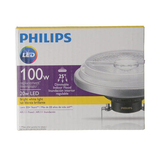 Philips 552398 20W AR111 LED 3000K 90 CRI 25 Degree Flood Dimmable 12V G53 Base (#929002239904)