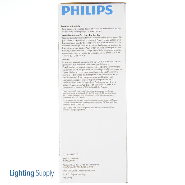 Philips 564161 LED Corn Cob Lamp 36W 5400Lm 100-277V EX39 Base 5000K 80 CRI (929002999104)