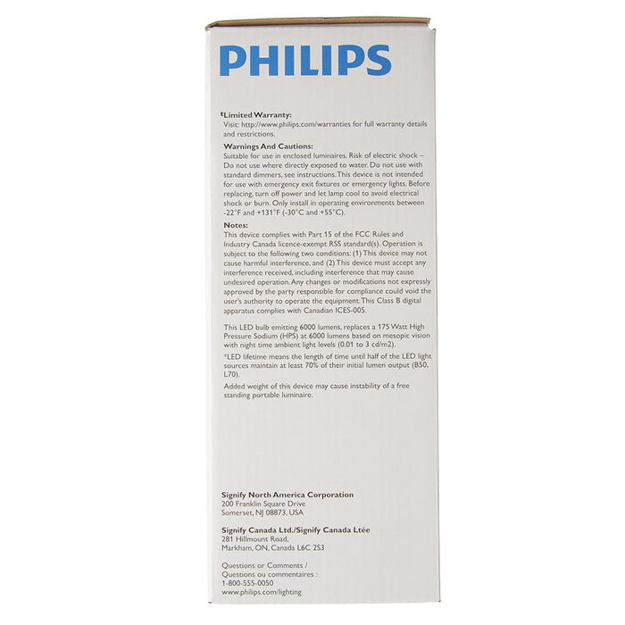 Philips 564278 LED Wall Pack Retrofit Lamp 40W 6000Lm Daylight 5000K 80 CRI EX39 Base 100-277V (929003000204)