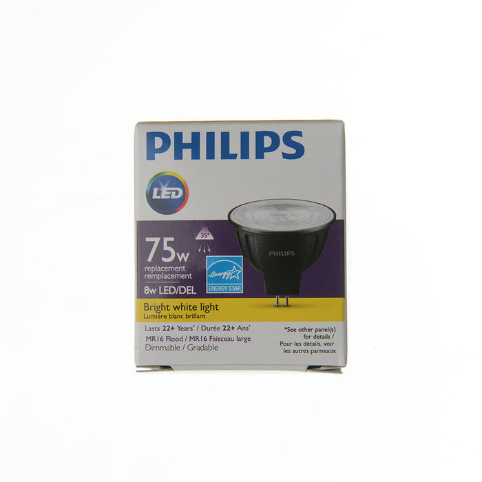 Philips 573949 8W LED MR16 Lamp 3000K 620Lm 80 CRI GU5.3 Base Dimmable 12V 35 Degree Beam Angle (929003072804)