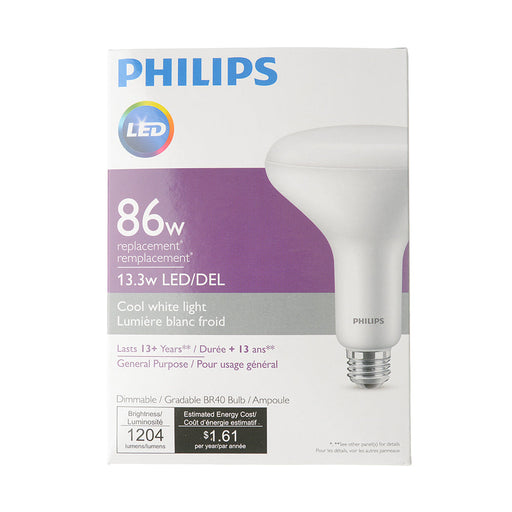 Philips 13.3BR40/PER/940/P/E26/DIM 6/1CT T20 577874 LED BR40 Lamp 13.3W 120V 4000K Cool White 1204Lm 110 Degree Beam 90 CRI E26 Base Frosted (929003477404)