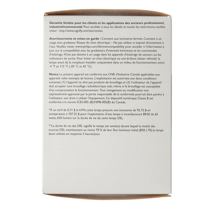 Philips 8.8BR30/CNG/850/FR/P/E26/DIM/120V 6/1CT 583617 8.8W LED BR30 Lamp 5000K 650Lm Daylight 110 Degree Beam 120V E26 Base Frosted (929003620104)