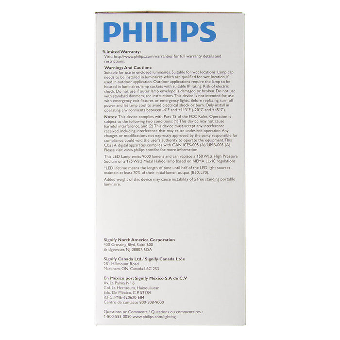 Philips 588251 54GC/LED/830 EX39 BB 6/1 54W LED Glass ED32 HID Lamp EX39 Base 9000Lm 3000K 80 CRI 120-277V 300 Degree Beam Angle Clear (929003773604)