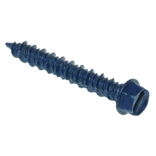 Metallics 3/16 X 1-1/4 Indented Hex Washer Head Slotted Concrete Screw Blue-100 Per Pack (CSH1F)