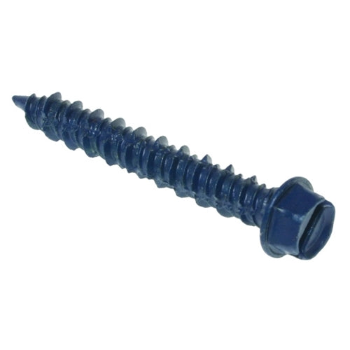 Metallics 1/4 X 3-1/4 Indented Hex Washer Head Slotted Concrete Screw Blue Hex Washer Slotted Concrete Screw Blue Coating-100 Per Jar (CSH50F)