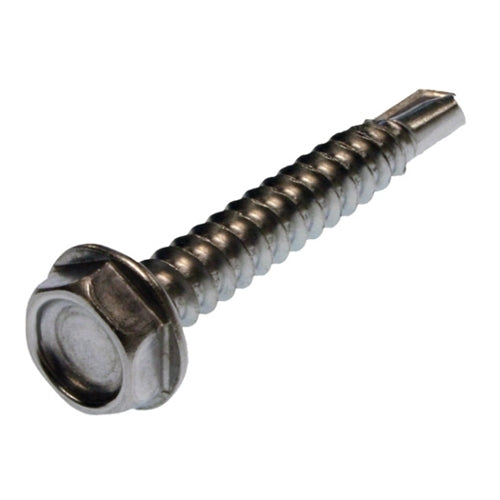 Metallics 10 X 3/4 5/16 Inch Head Indented Hex Washer Head Self Drilling And Tapping Screw No. 3-Point 410 Stainless Steel-100 Per Jar (JTEKD12SS)