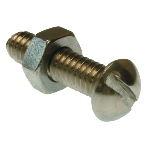 Metallics 1/4-20 X 2 Round Head Slotted Stove Bolt With Nut 18-8 Stainless Steel-100 Per Pack (RSB104S)
