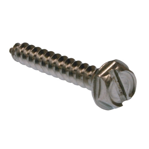 Metallics 8 X 1-1/4 Inch Hand Drive Indented Hex Washer Sheet Metal Screw 18-8 Stainless Steel-100 Per Jar (JDS154SS)