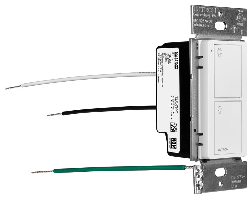 Lutron 2-Button Pico Line-Powered Wireless Control 120-277V Line Voltage With Light Icons White (PJL-2B-GWH-L01)