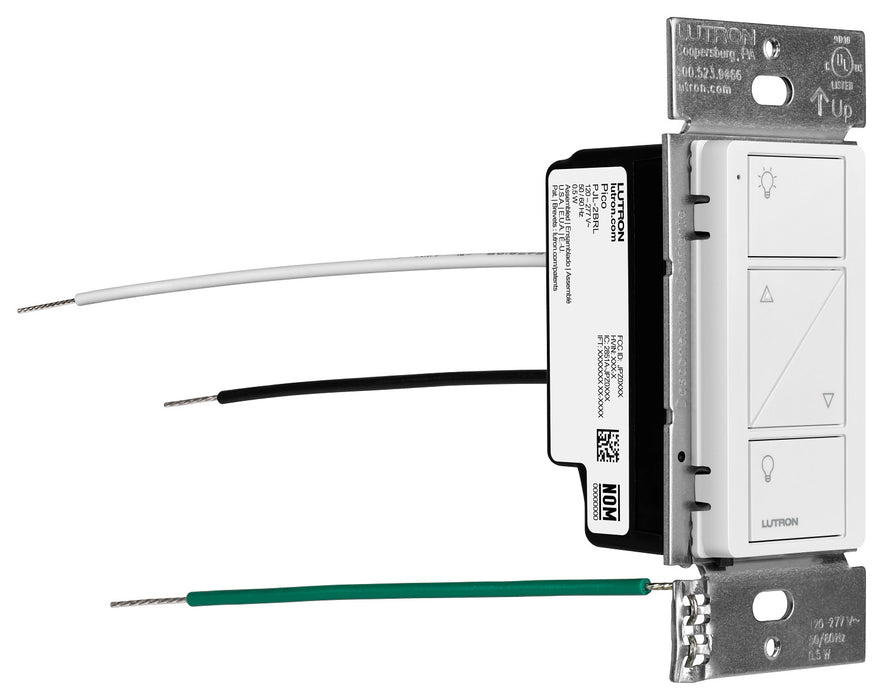 Lutron 2-Button With Raise/Lower Pico Line-Powered Wireless Control 120-277V Line Voltage With Light Icons White (PJL-2BRL-GWH-L01)