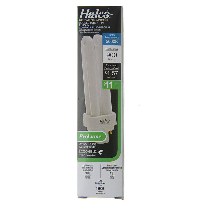 Halco PL13D/E/50/ECO Compact Fluorescent 13W 120V 5000K 900Lm G24Q-1 Base Dimmable Double Tube Prolume Bulb (109122)