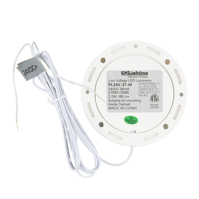 GM Lighting 24VDC Surface/Recess Mount LED Slim Puck 2700K White (PL24V-27-W)