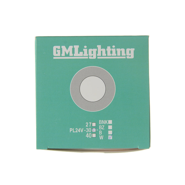 GM Lighting 24VDC Surface/Recess Mount LED Slim Puck 3000K White (PL24V-30-W)