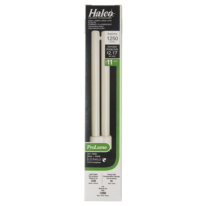 Halco PLL18/835/ECO Compact Fluorescent 18W 120V 3500K 1250Lm 4-Pin 2G11 Plug-In Base Dimmable High Lumen 4-Pin Prolume Bulb (109700)