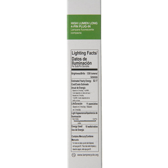 Halco PLL18/835/ECO Compact Fluorescent 18W 120V 3500K 1250Lm 4-Pin 2G11 Plug-In Base Dimmable High Lumen 4-Pin Prolume Bulb (109700)