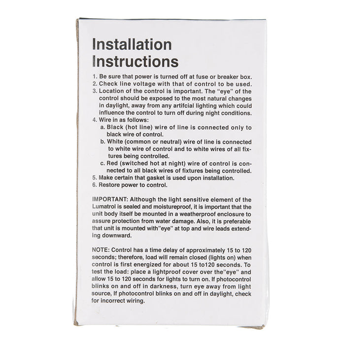 Precision Photo Control Lumatrol A Series With 3/8 Inch 18 NPS Threaded Stem (A105W)